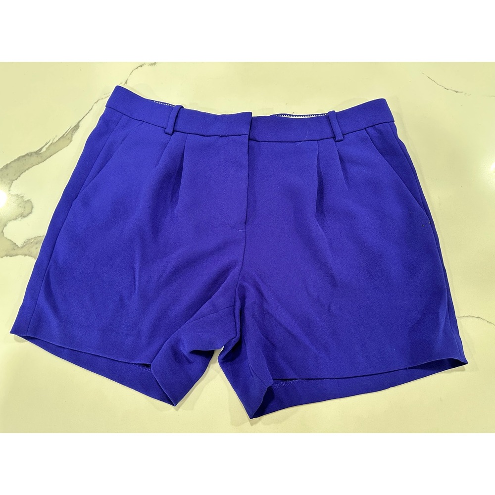 J Crew Royal Purple Pleated Tailored Shorts Womens Size 8